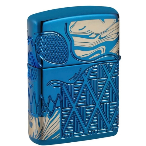 Bật Lửa ZIPPO - Luxury- Armor® Skull Design (Đầu Lâu Xanh)