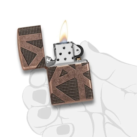 Bật Lửa ZIPPO - Armor - Geometric 360 Design (Họa Tiết Đồng Đỏ Nghệ Thuật)