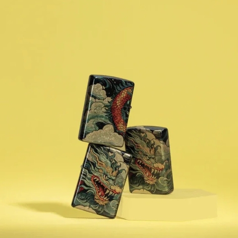 Bật Lửa ZIPPO - Classic - Dragon Fusion Design ( Rồng Xanh Sơn Mài Premium)