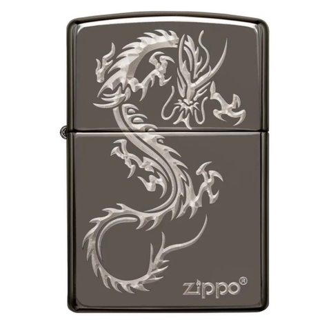 Bật Lửa ZIPPO - Classic - Asia Dragon Design (Rồng Đen Đá)