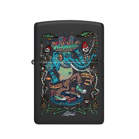 Bật Lửa ZIPPO - Classic - Zippo Black Light Rick Rietveld Design Black Martte ( Thần Voi )