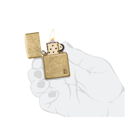 Bật Lửa ZIPPO - Armor®-Tumbled Brass Flame Design (Xi Bụi Vàng)
