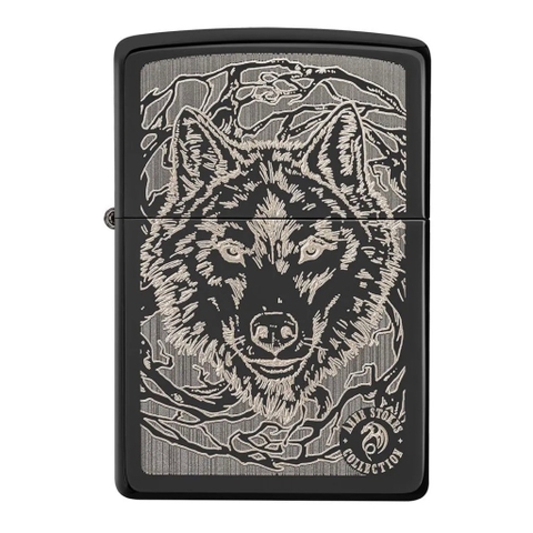 Bật Lửa ZIPPO - Classic Black Ice - Anne Stokes (Sói Đen)