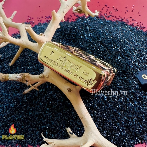 Bật Lửa ZIPPO - Luxury- Armor Diamond Design High Polish Gold Plate (Đá thoi đỏ)