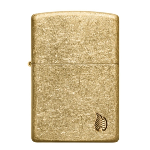 Bật Lửa ZIPPO - Armor®-Tumbled Brass Flame Design (Xi Bụi Vàng)