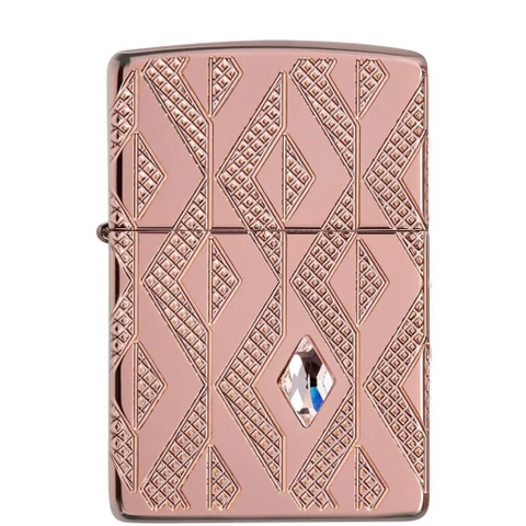 Bật Lửa ZIPPO - Armor - Geometric Diamond Pattern Design (Vân Kim Cương Vàng Hồng Đính Đá)