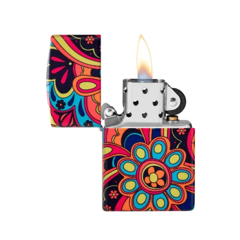 Bật Lửa ZIPPO - Classic - Flower Power Design (Hoa Phát Quang)
