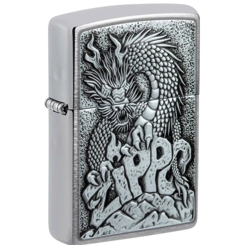 Bật Lửa ZIPPO - Classic - Zippo Design (Rồng Ngồi Trên Chữ Zip)