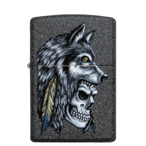 Bật Lửa ZIPPO - Classic - Wolf Skull Feather Design (Đầu Lâu Đội Lông Sói)
