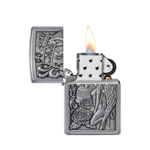 Bật Lửa ZIPPO - Classic - Skull and Angel Emblem Design (Đầu Lâu Và Thiên Thần)