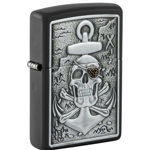Bật Lửa ZIPPO - Classic - Skull Anchor Emblem Design (Đầu Lâu Mỏ Neo)