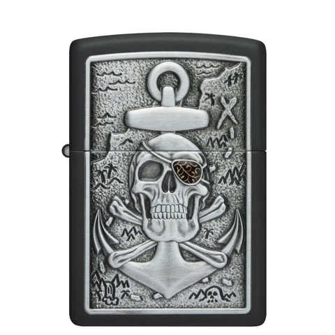 Bật Lửa ZIPPO - Classic - Skull Anchor Emblem Design (Đầu Lâu Mỏ Neo)