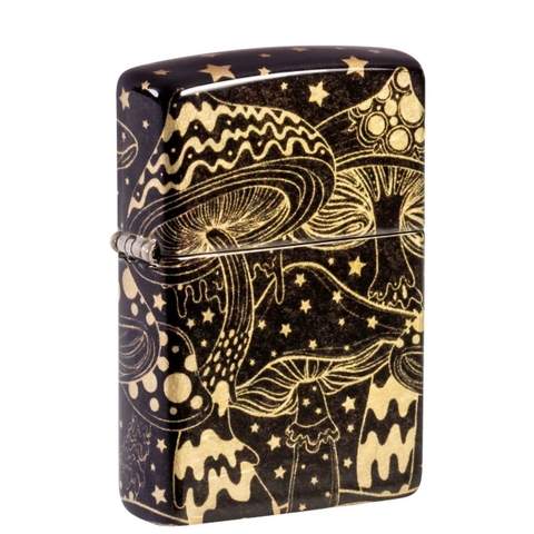 Bật Lửa ZIPPO - Classic - Mushroom Drift Design (Nấm Vàng Nền Đen)