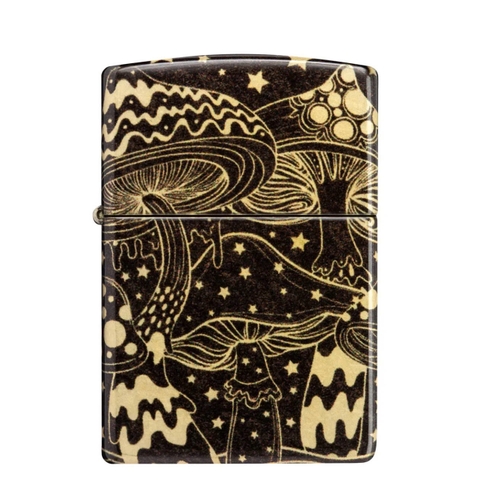 Bật Lửa ZIPPO - Classic - Mushroom Drift Design (Nấm Vàng Nền Đen)