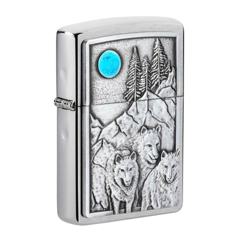 Bật Lửa ZIPPO - Classic - Wolf Pack and Moon Emblem Design (Bầy Sói Và Mặt Trăng)