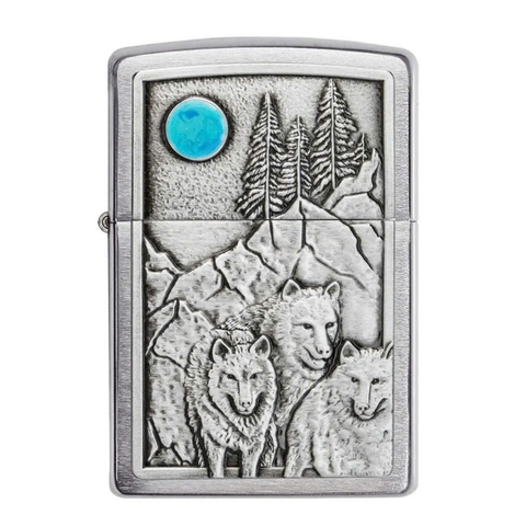 Bật Lửa ZIPPO - Classic - Wolf Pack and Moon Emblem Design (Bầy Sói Và Mặt Trăng)