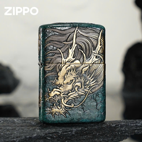 Zippo - Bản Độ - Rồng Vàng Nền Đen
