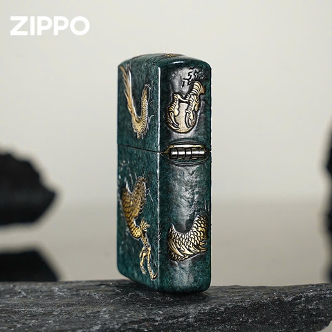 Zippo - Bản Độ - Rồng Vàng Nền Đen