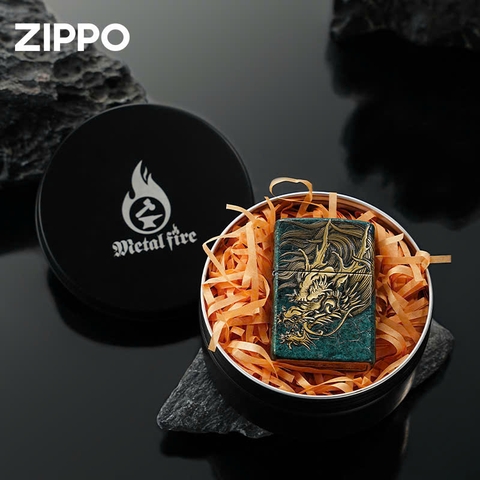 Zippo - Bản Độ - Rồng Vàng Nền Đen
