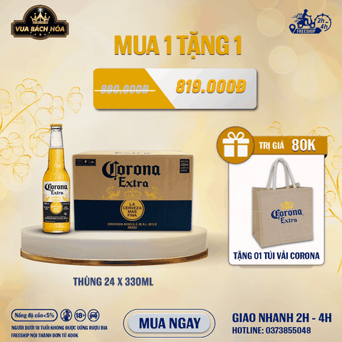 Thùng 24 Chai Bia Corona Extra 330ml