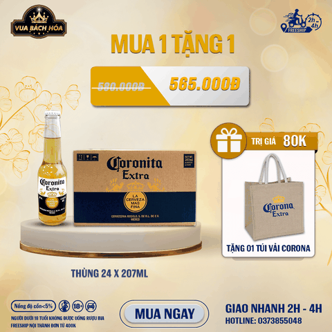 Thùng 24 Chai Bia Coronita Extra 207ml