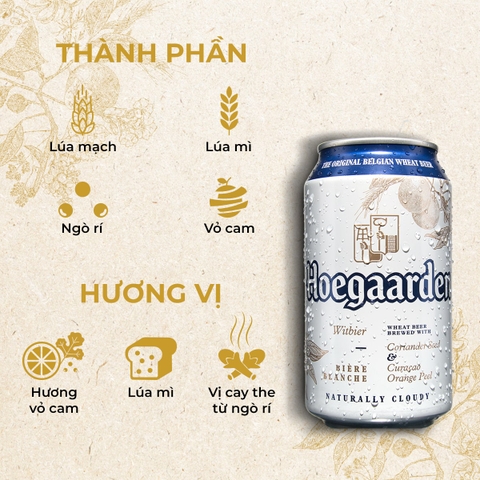 Thùng 12 Lon Bia Hoegaarden White 500ml