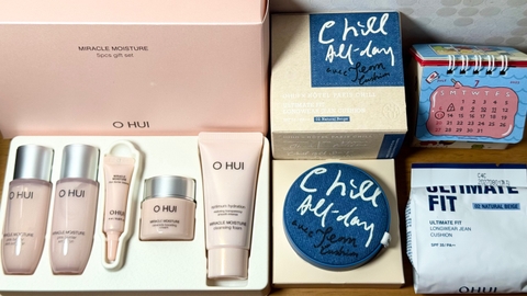 Set Phấn Nước Ohui Ultimate Fit Longwear Jean 15g + Lõi 15g + Bộ chăm sóc da