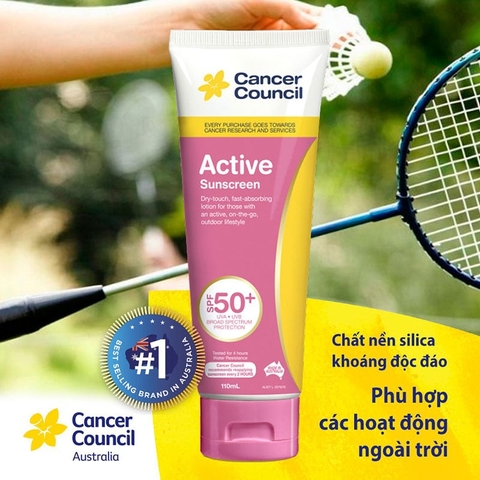 Kem Chống Nắng Cancer Council Avitive Năng Động SPF50+ 110ml