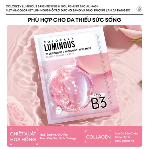 Hộp 10 Mặt Nạ Sáng Da Colorkey Luminous B3 Brightening Facial Mask 30ml x 10 Miếng