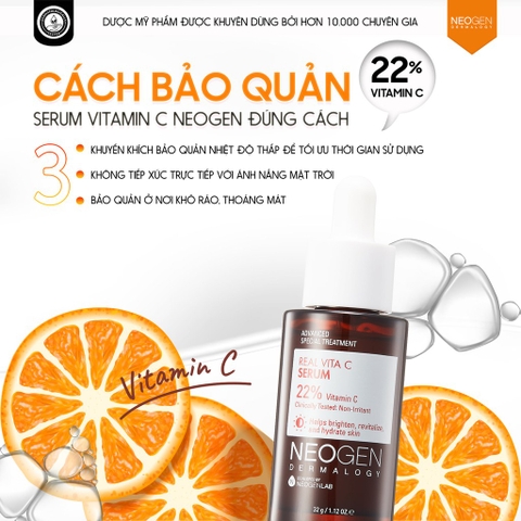 Serum Neogen Dermalogy Dưỡng Sáng Da, Mờ Thâm Real Vita C 22% + 5% Niacinamide (Mới)