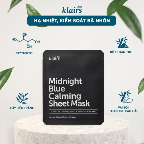Mặt Nạ Dear Klairs Dưỡng Ẩm Và Phục Hồi Da Midnight Blue Calming Sheet Mask 25ml