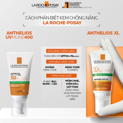 Kem Chống Nắng La Roche-Posay Anthelios XL Phổ Rộng, Nâng Tông Kiềm Dầu 50ml