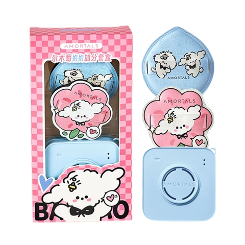 Set Bông Mút Amortals Puppy Powder Puff Set Xanh (2 Bông Mút + Hộp Đựng)