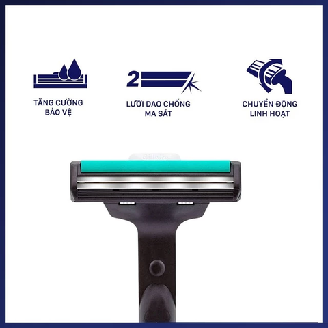 Dao Cạo Râu Gillette Vector Hai Lưỡi Kép (1 Cán + 1 Lưỡi)