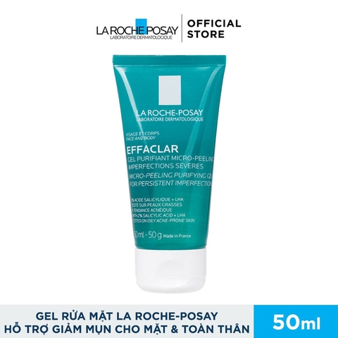 Combo La Roche Posay (Gel Rửa Mặt & Tắm Effaclar Micro Peeling 50ml+Kem Dưỡng Giảm Mụn Effaclar Duo(+) 40ml)