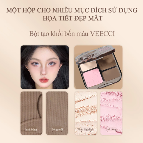 Bảng Phấn Bắt Sáng Và Tạo Khối Veecci Tự Nhiên Lâu Trôi Chống Nước 8g