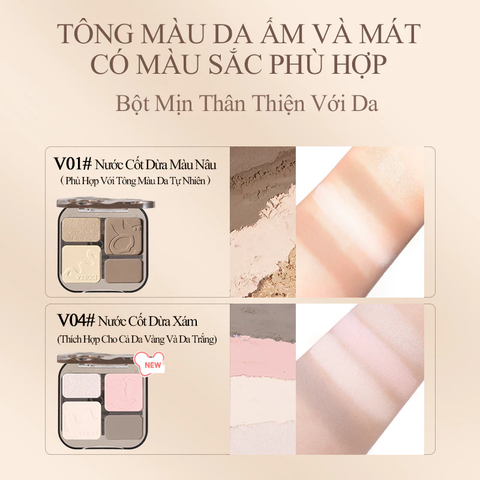 Bảng Phấn Bắt Sáng Và Tạo Khối Veecci Tự Nhiên Lâu Trôi Chống Nước 8g