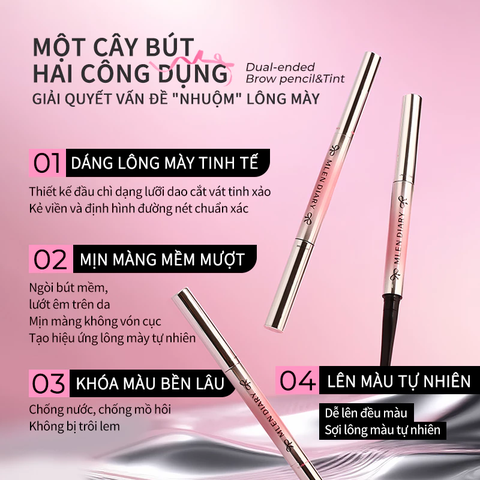 Bút Chì Lông Mày Mlen Diary Chống Thấm Nước Nhanh Khô Nuôi Dưỡng Lông Mày