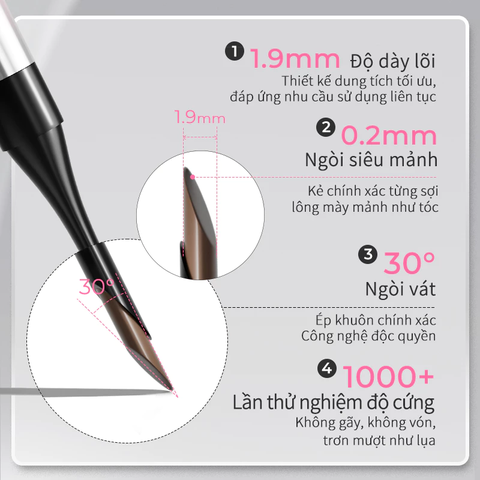 Bút Chì Lông Mày Mlen Diary Chống Thấm Nước Nhanh Khô Nuôi Dưỡng Lông Mày