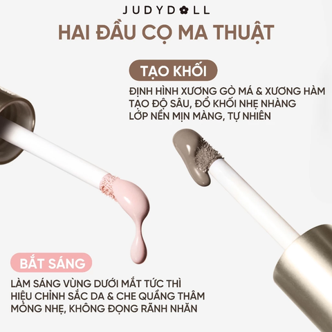 Kem Bắt Sáng & Tạo Khối 2 Đầu JUDYDOLL Liquid Highlighter & Contour Duo Lâu Trôi 4.8g