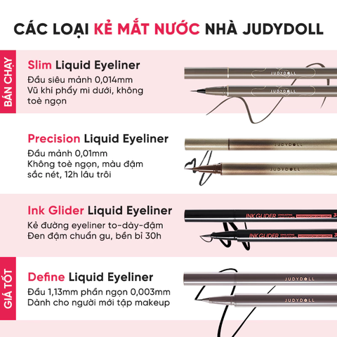 Bút Kẻ Mắt Nước Siêu Mảnh 0.014mm Judydoll Slim Liquid Eyeliner 0.4g