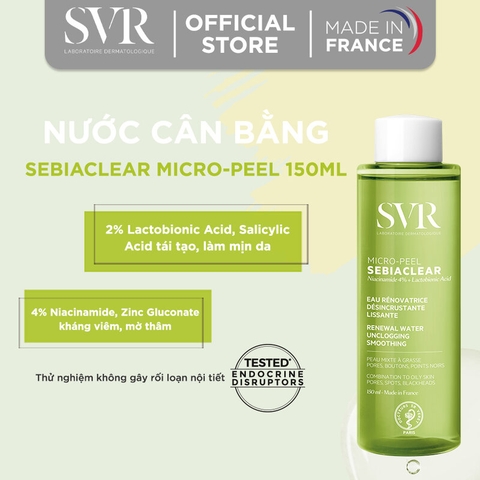 Combo Gel Rửa Mặt SVR Sebiaclear Gel Moussant  400ml + Toner SVR Sebiaclear Da Dầu Mụn 150ml
