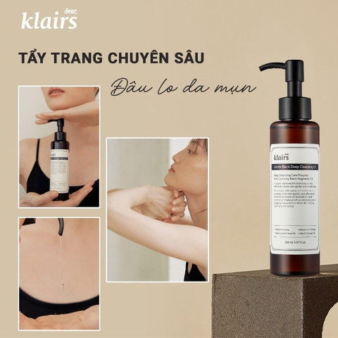Dầu Tẩy Trang Dear Klairs Làm Sạch Và Dưỡng Ẩm Gentle Black Deep 150ml