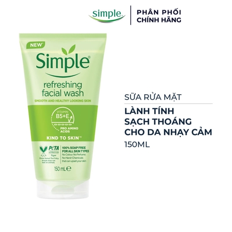 Sữa Rửa Mặt Simple Refreshing Facial Wash Dành Cho Mọi Loại Da 150ml