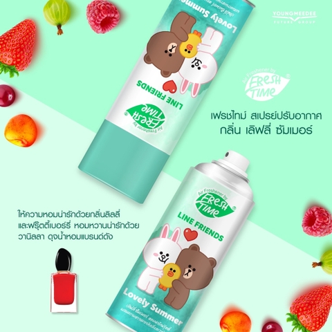 Xịt Thơm Phòng  Fresh Time x LINE FRIENDLY Loại Bỏ Mùi Hôi Làm Tươi Mát Không Khí 450ml