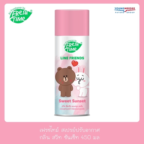Xịt Thơm Phòng  Fresh Time x LINE FRIENDLY Loại Bỏ Mùi Hôi Làm Tươi Mát Không Khí 450ml