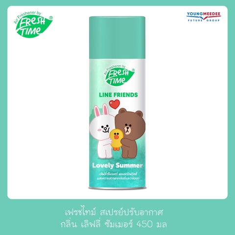 Xịt Thơm Phòng  Fresh Time x LINE FRIENDLY Loại Bỏ Mùi Hôi Làm Tươi Mát Không Khí 450ml