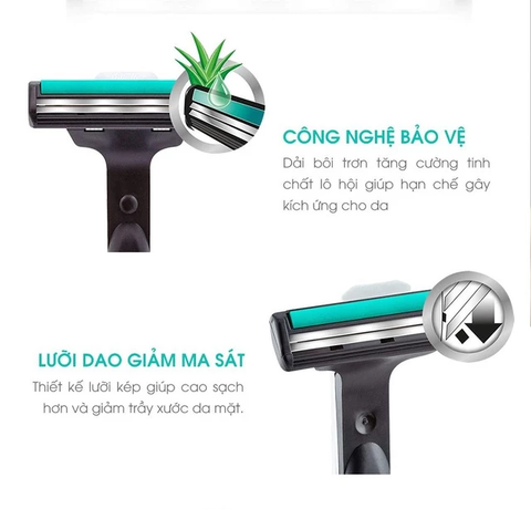 Dao Cạo Râu Gillette Vector Hai Lưỡi Kép (1 Cán + 1 Lưỡi)