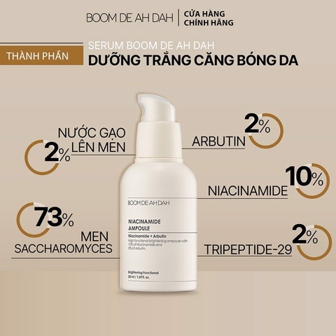 Tinh Chất Boom De Ah Dah Dưỡng Sáng Căng Bóng Da (Niacinamide + Arbutin) 50ml