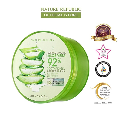 Gel Dưỡng Ẩm Nature Republic Soothing & Moisture Aloe Vera 92% Chiết Xuất Lô Hội 300ml